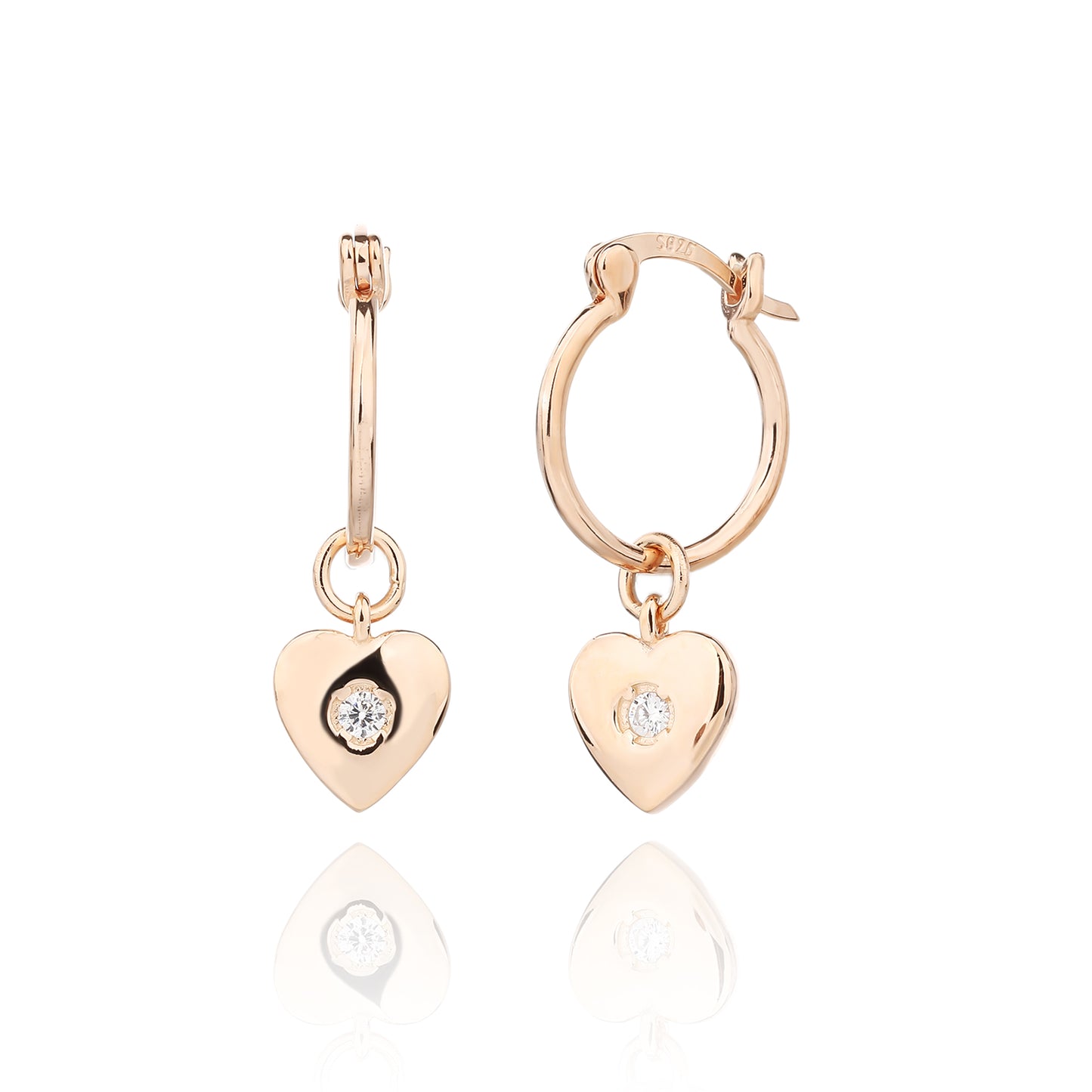 עגיל רוז גולד משובץ זרקונים