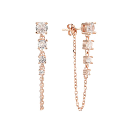 עגיל רוז גולד נופל משובץ זרקונים