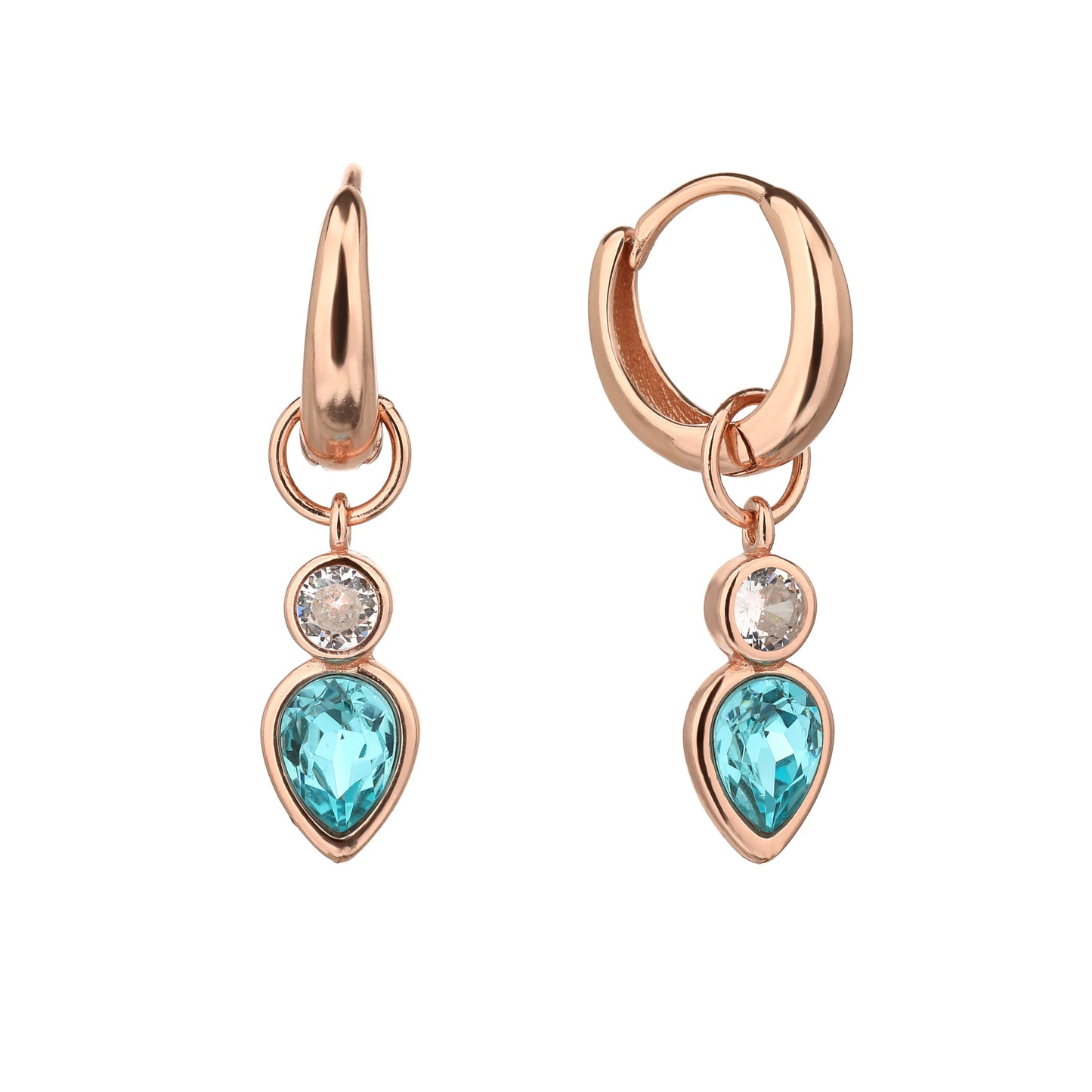 עגיל רוז גולד נופל משובץ אבן וזרקון