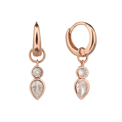 עגיל רוז גולד נופל משובץ אבן