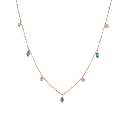 שרשרת צ'וקר רוז גולד משובצת זרקונים