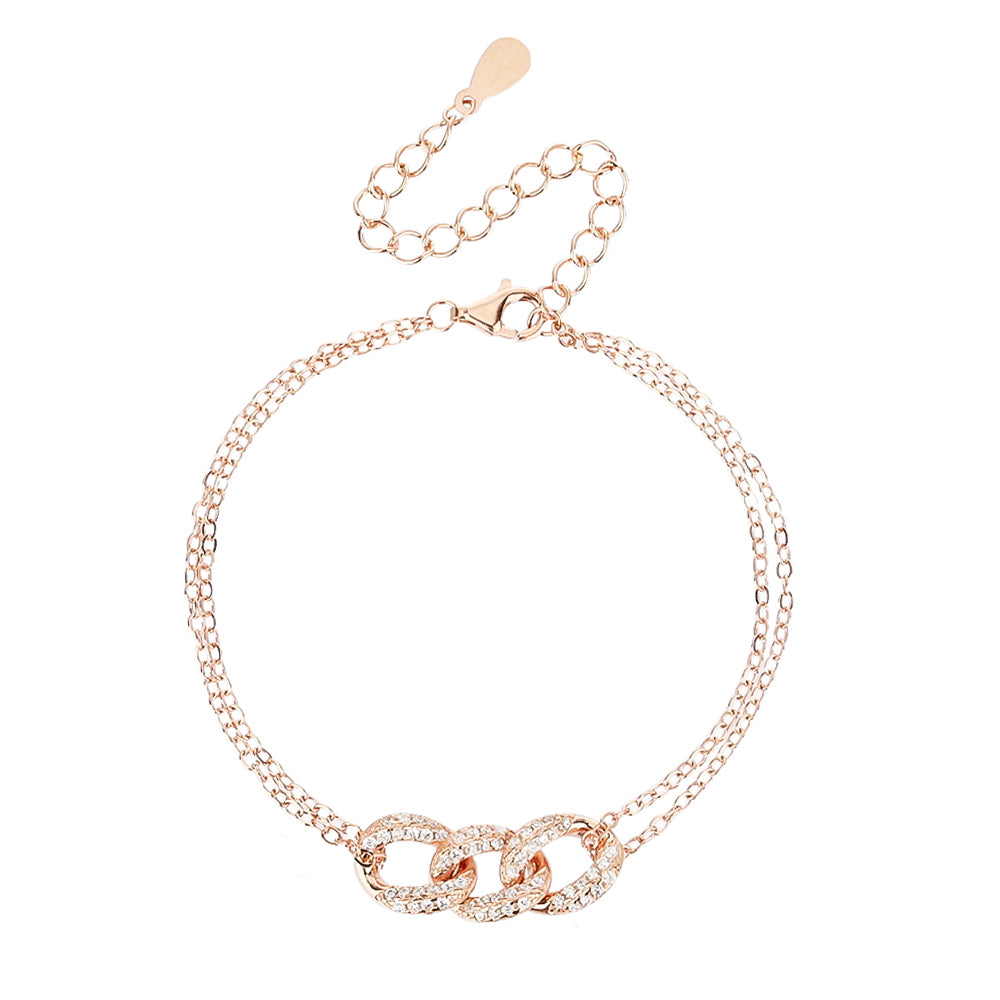 צמיד רוז גולד משובץ זרקונים