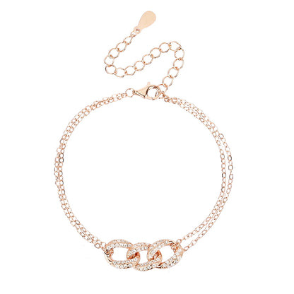 צמיד רוז גולד משובץ זרקונים