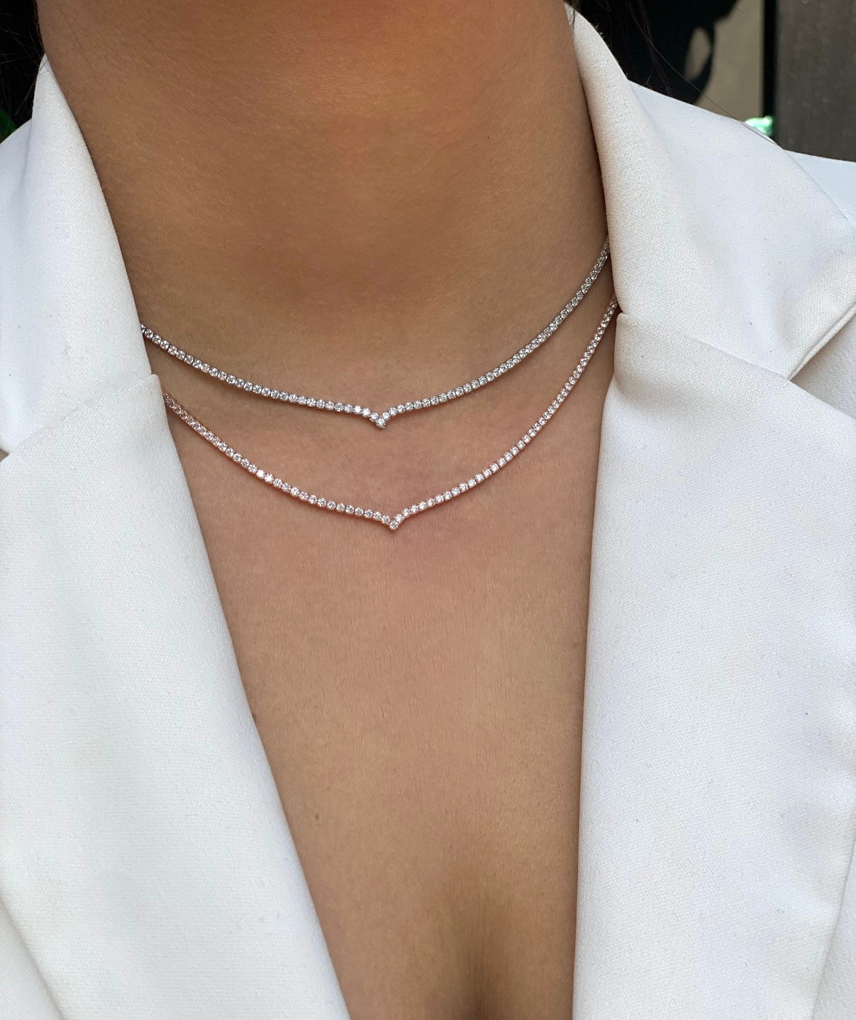 שרשרת צ'וקר טניס משובצת זרקונים