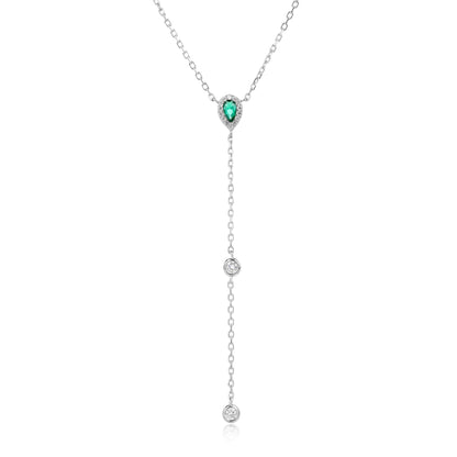 שרשרת כסף נופלת משובצת זרקונים