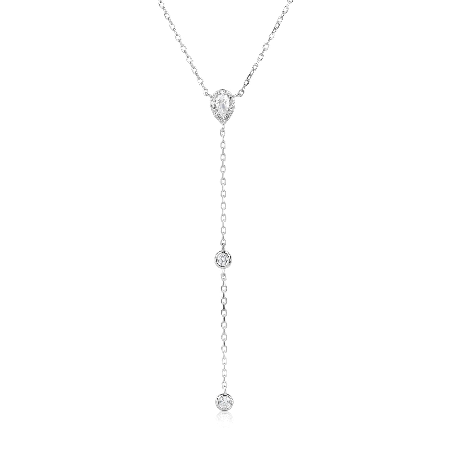 שרשרת כסף נופלת משובצת זרקונים