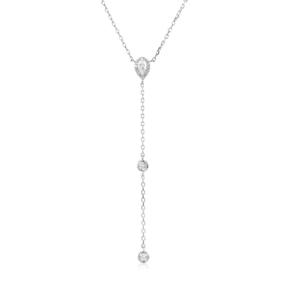 שרשרת כסף נופלת משובצת זרקונים