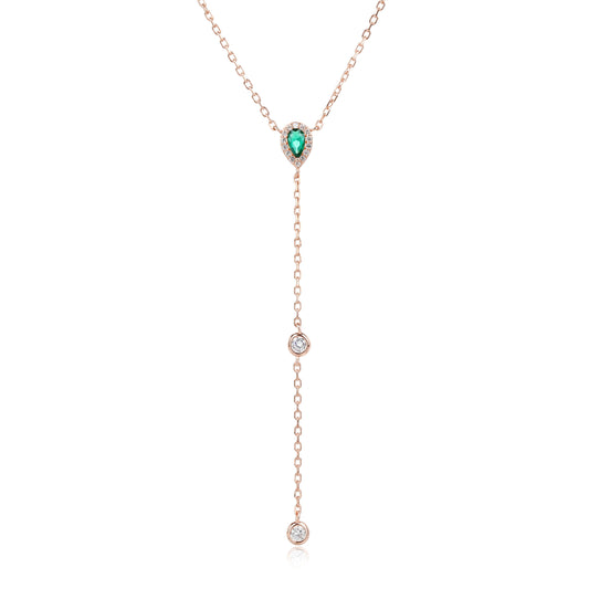 שרשרת רוז גולד נופלת משובצת זרקונים