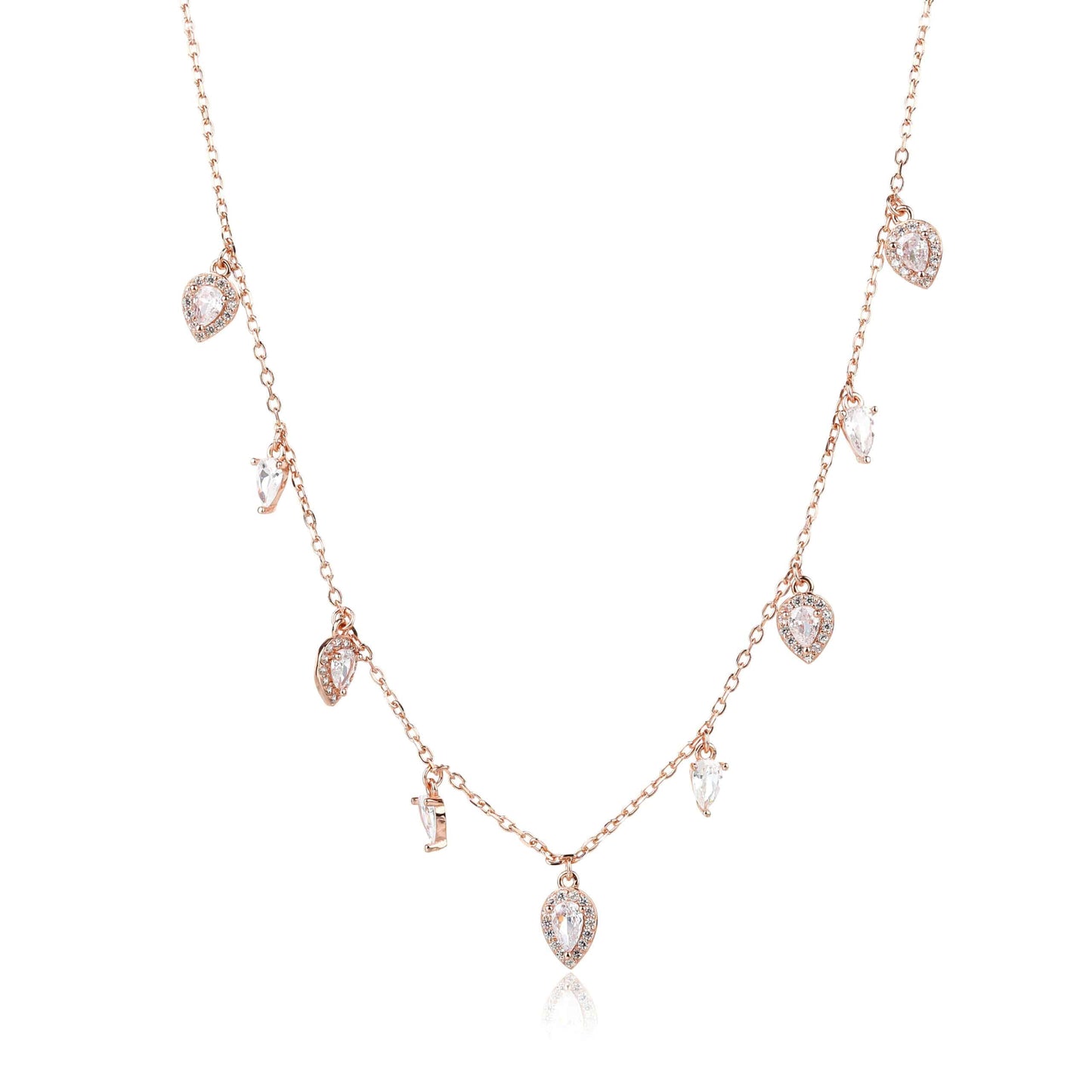 שרשרת צ'וקר רוז גולד משובצת זרקונים