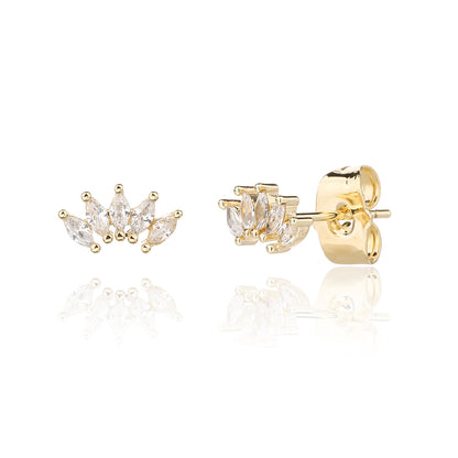 עגיל מצופה 14K משובץ זרקונים