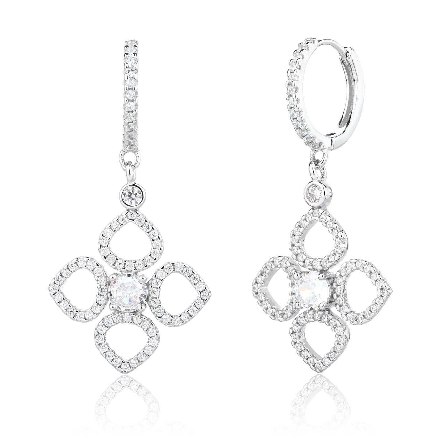 זוג עגילים כסף 925 משובצים זרקונים