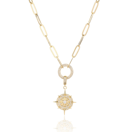 שרשרת רטרו מצופה זהב 14K משובצת זרקונים