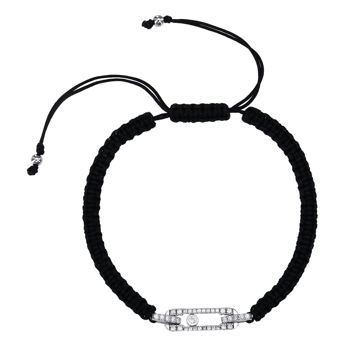 צמיד בד עם תליון כסף 925 משובץ זרקונים