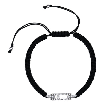 צמיד בד עם תליון כסף 925 משובץ זרקונים