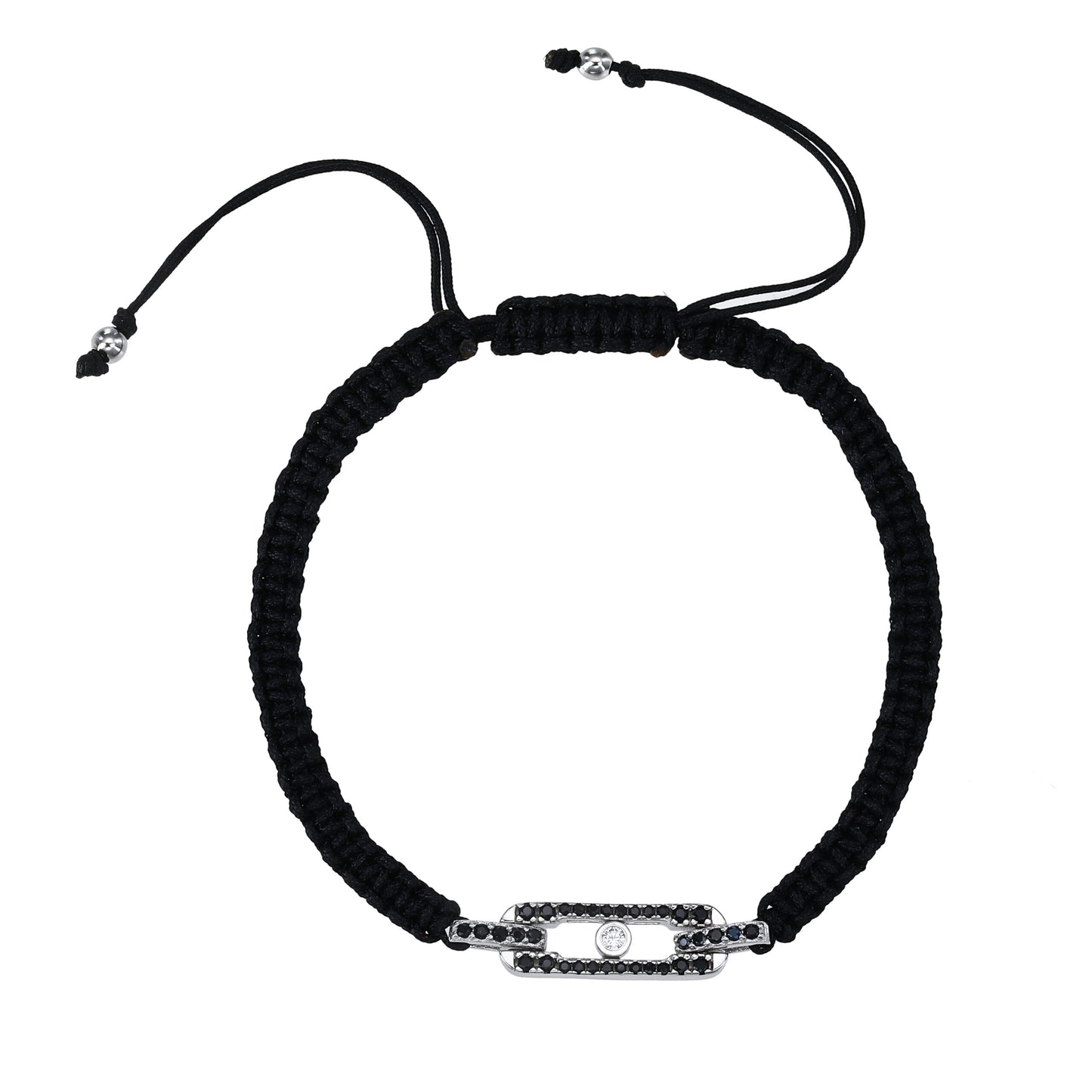 צמיד בד עם תליון כסף 925 משובץ זרקונים