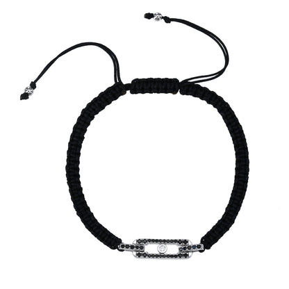 צמיד בד עם תליון כסף 925 משובץ זרקונים