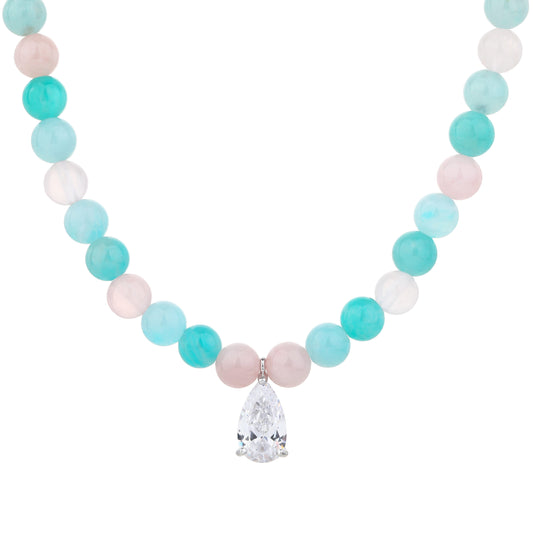 שרשרת פנינה כסף 925 משובצת זרקונים