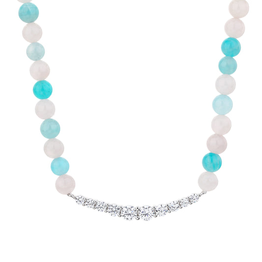 שרשרת פנינה כסף 925 משובצת זרקונים