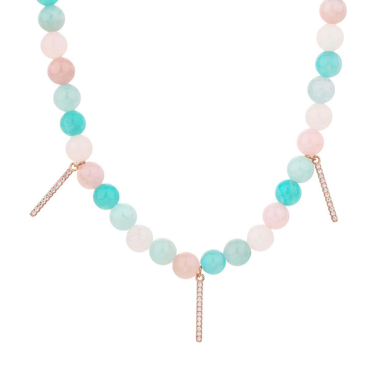 שרשרת רוז גולד פנינה משובצת זרקונים