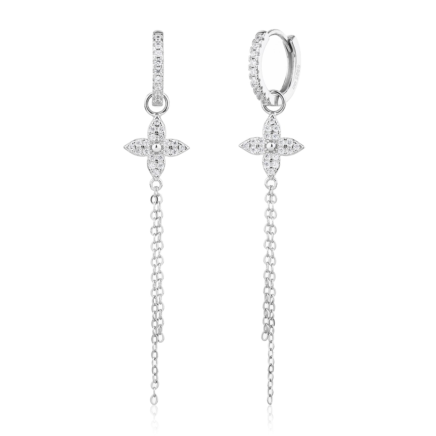 עגילי כסף 925 משובצים זרקונים