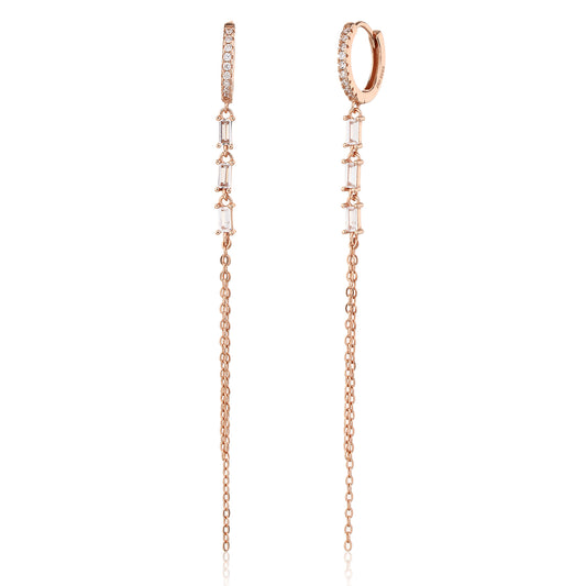 עגילי רוז גולד נופלים משובצים זרקונים