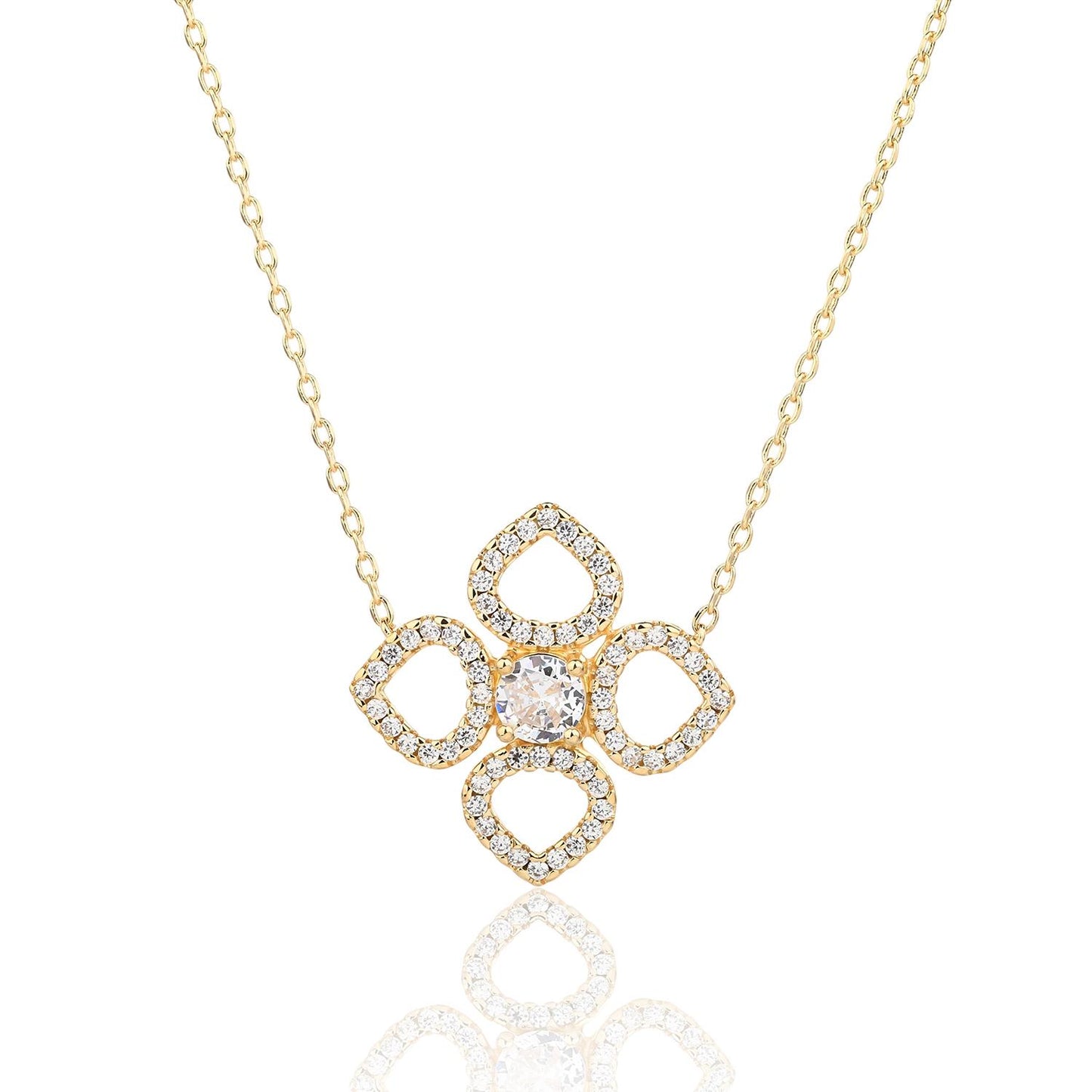 שרשרת מצופה זהב 14K משובצת זרקונים