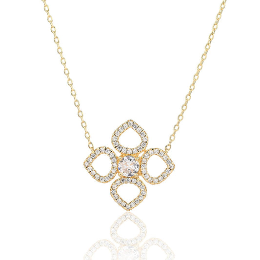 שרשרת מצופה זהב 14K משובצת זרקונים