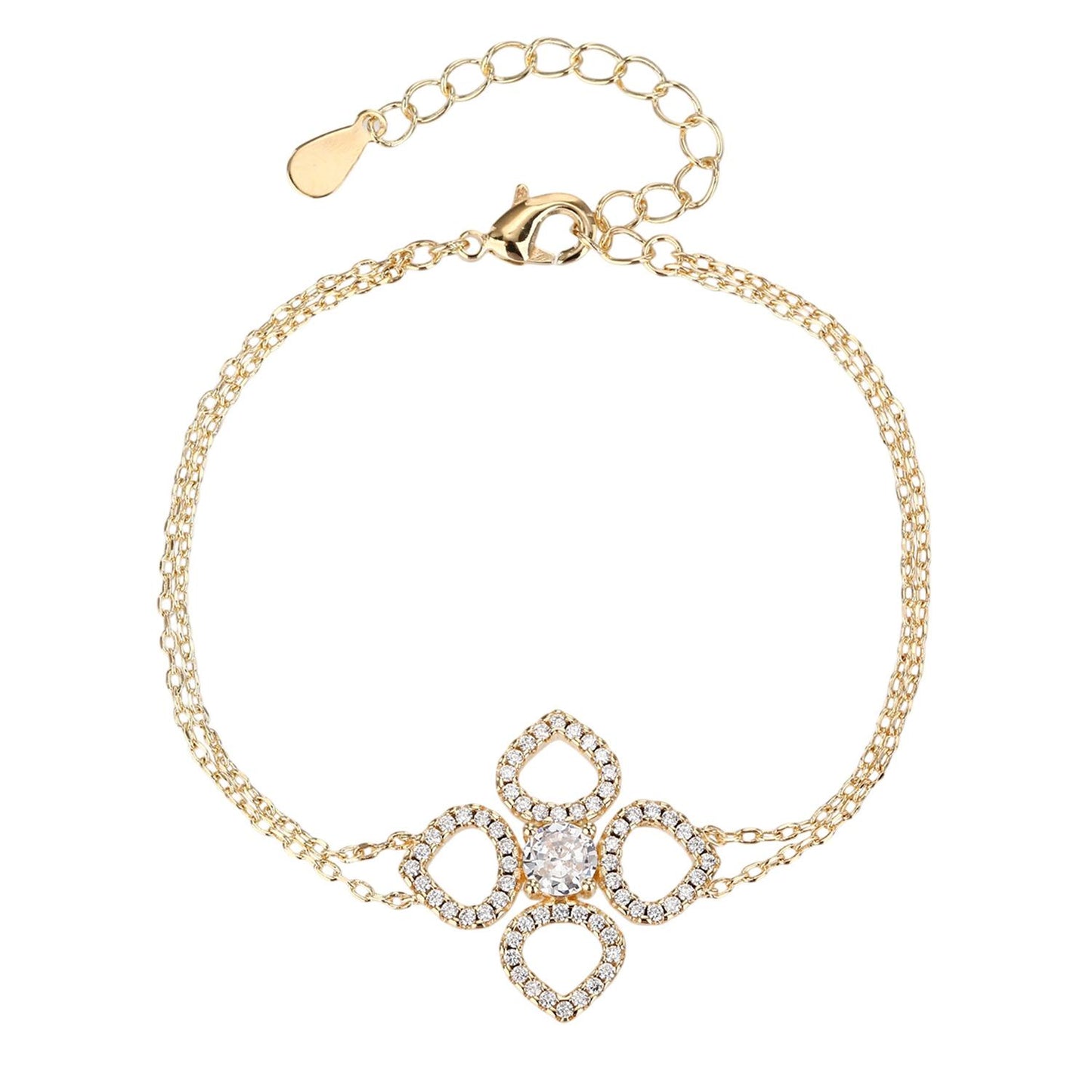 צמיד מצופה זהב 14K משובץ זרקונים