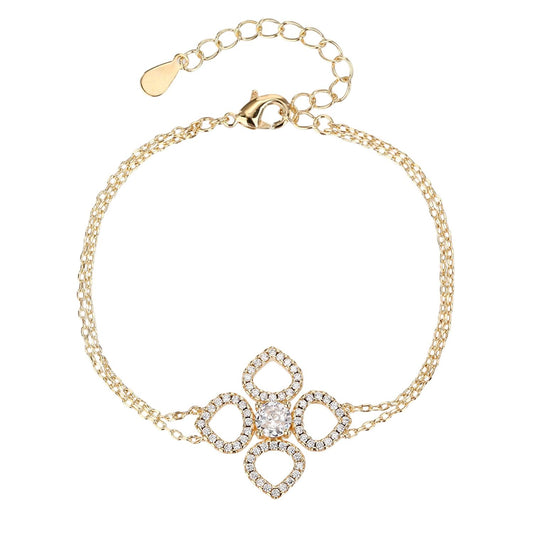 צמיד מצופה זהב 14K משובץ זרקונים