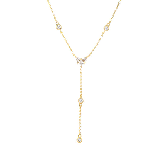 שרשרת מצופה זהב 14K נופלת משובצת זרקונים