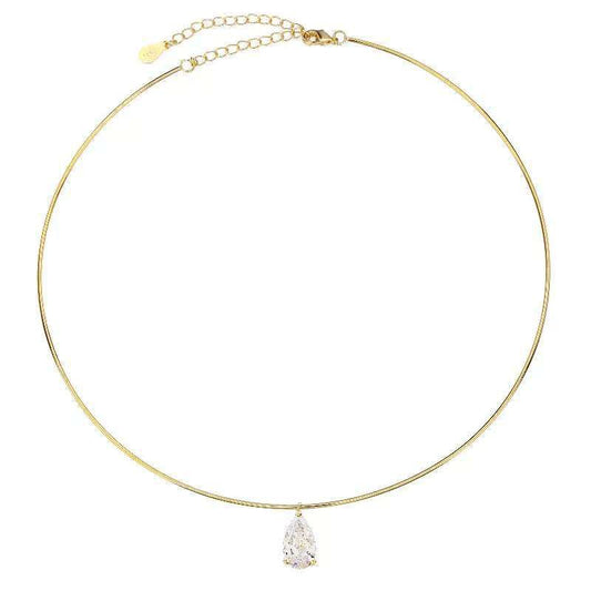 שרשרת קשיחה מצופה זהב 14K משובצת אבן זרקון