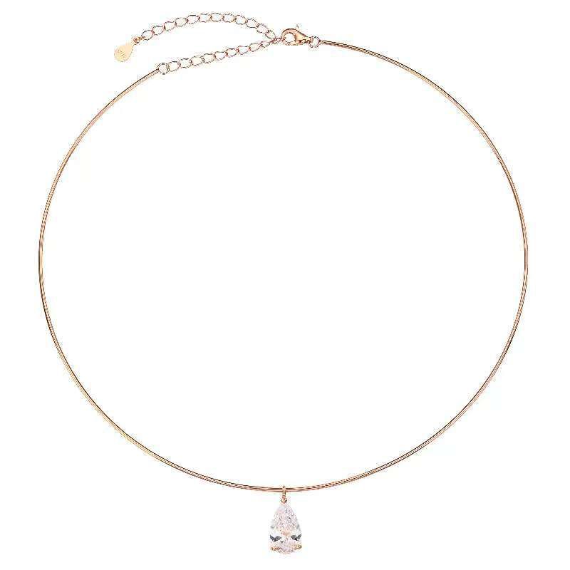 שרשרת קשיחה רוז גולד משובצת אבן זרקון