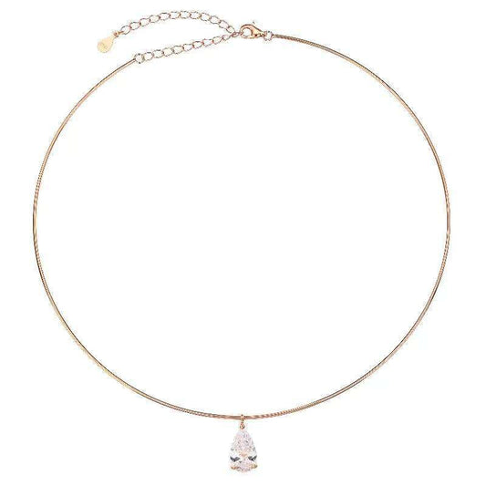 שרשרת קשיחה רוז גולד משובצת אבן זרקון