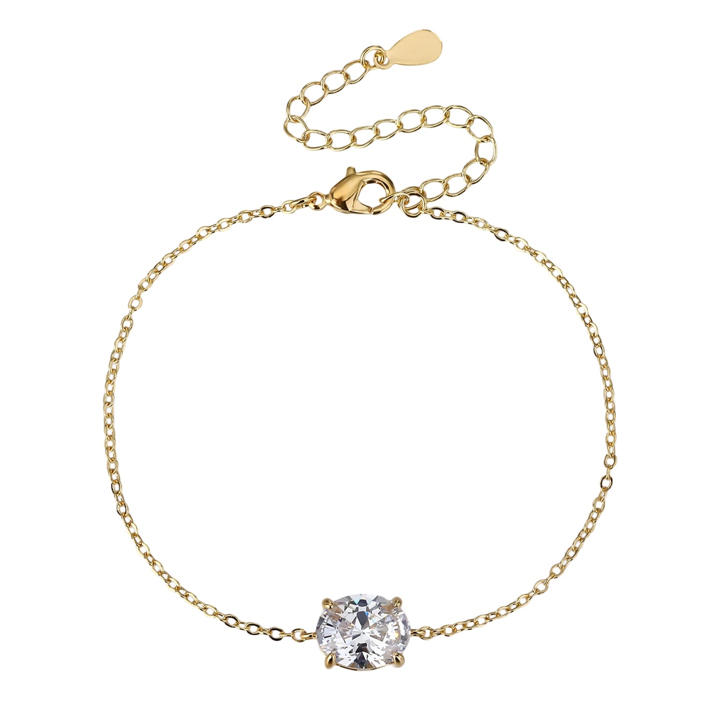 צמיד מצופה זהב 14K משובץ אבן זרקון