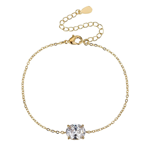 צמיד מצופה זהב 14K משובץ אבן זרקון