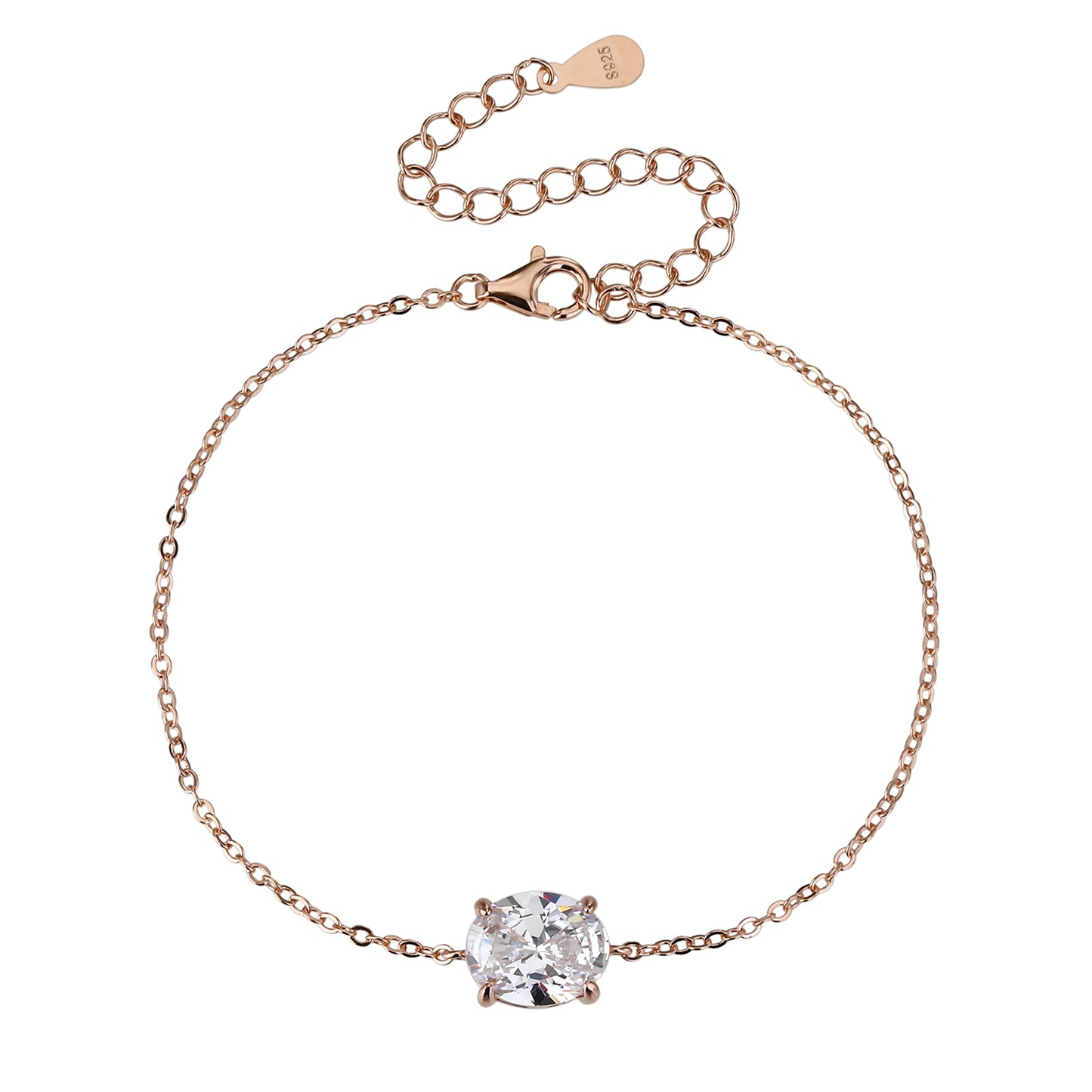 צמיד רוז גולד משובץ אבן זרקון