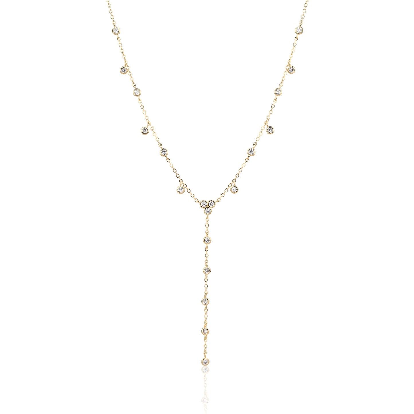 שרשרת נופלת מצופה זהב 14K משובצת זרקונים