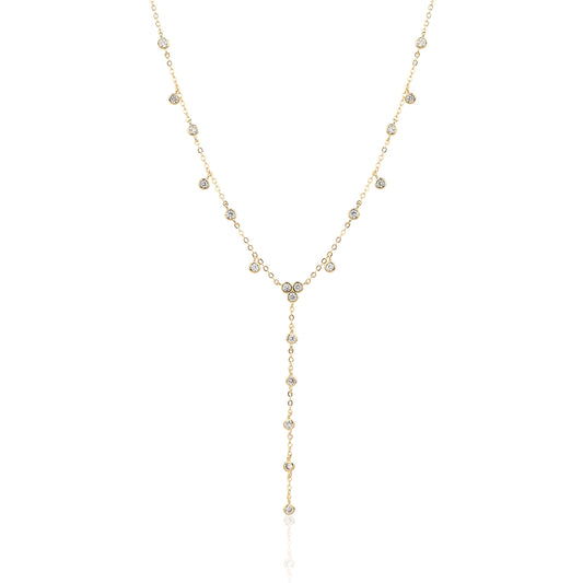 שרשרת נופלת מצופה זהב 14K משובצת זרקונים