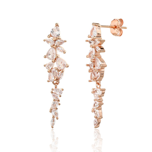 עגילי רוז גולד משובצים זרקונים