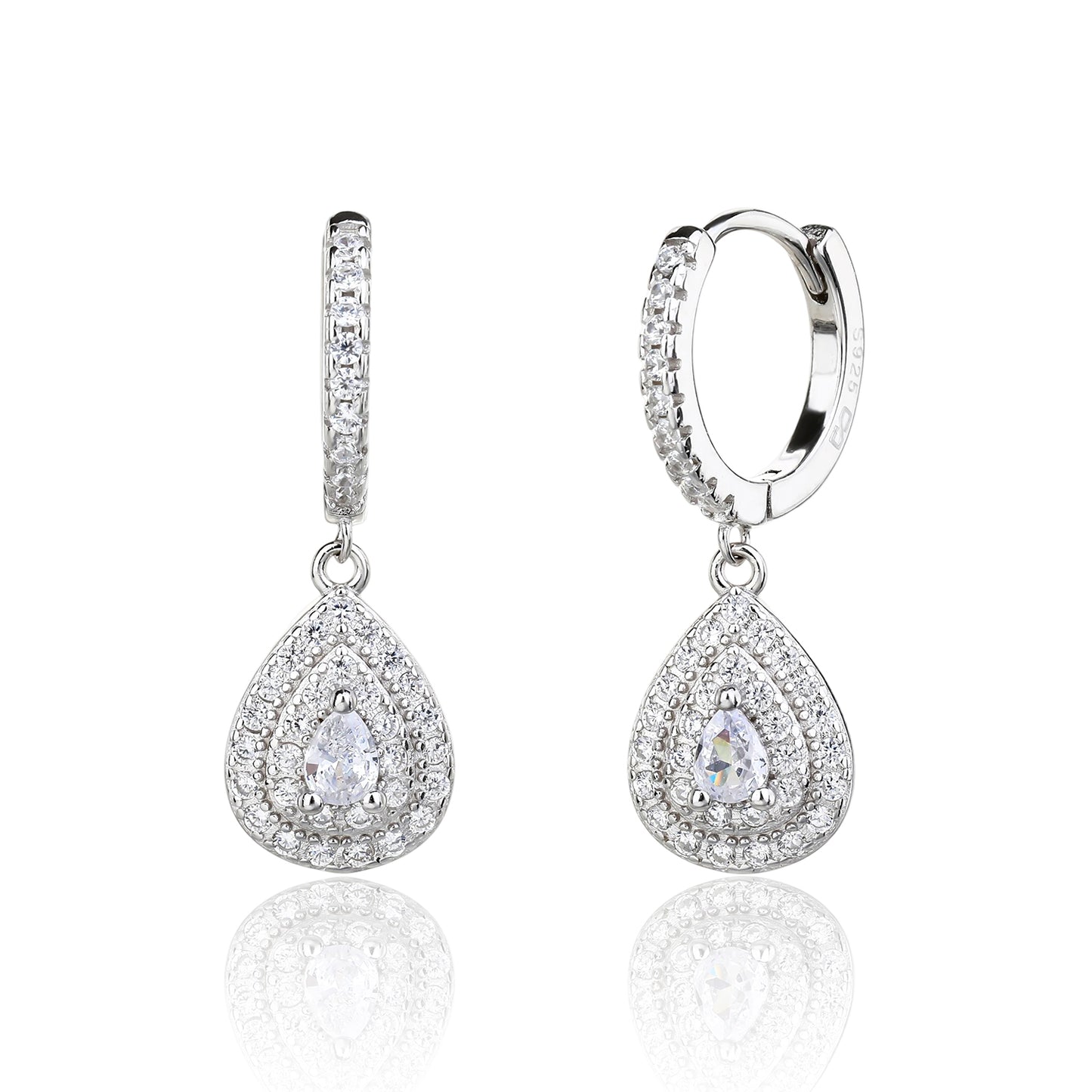 עגילי כסף 925 משובצים זרקונים