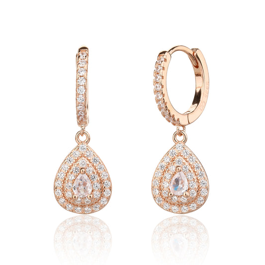 עגילי רוז גולד משובצים זרקונים