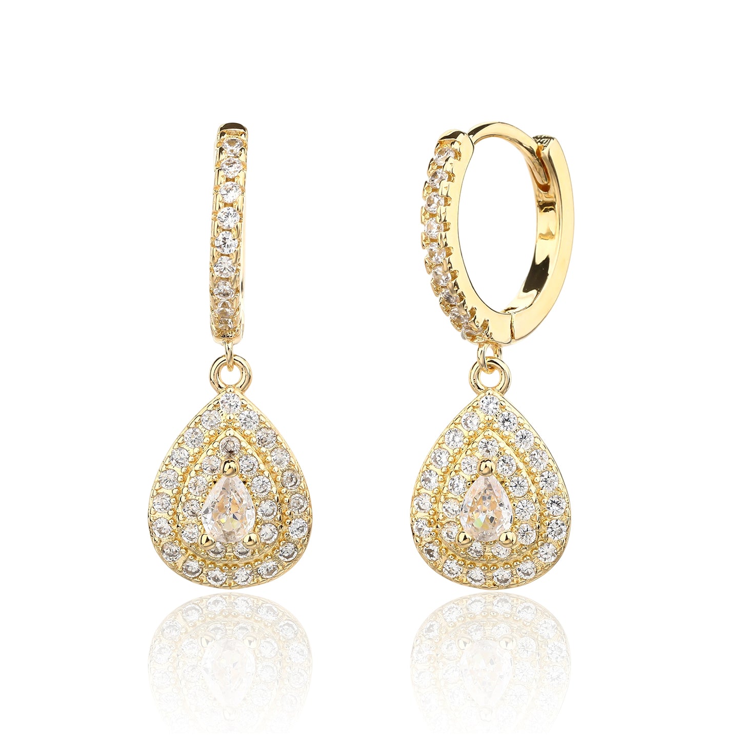 עגילים מצופים זהב 14K משובצים זרקונים