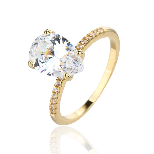 טבעת מצופה זהב 14K משובצת זרקונים