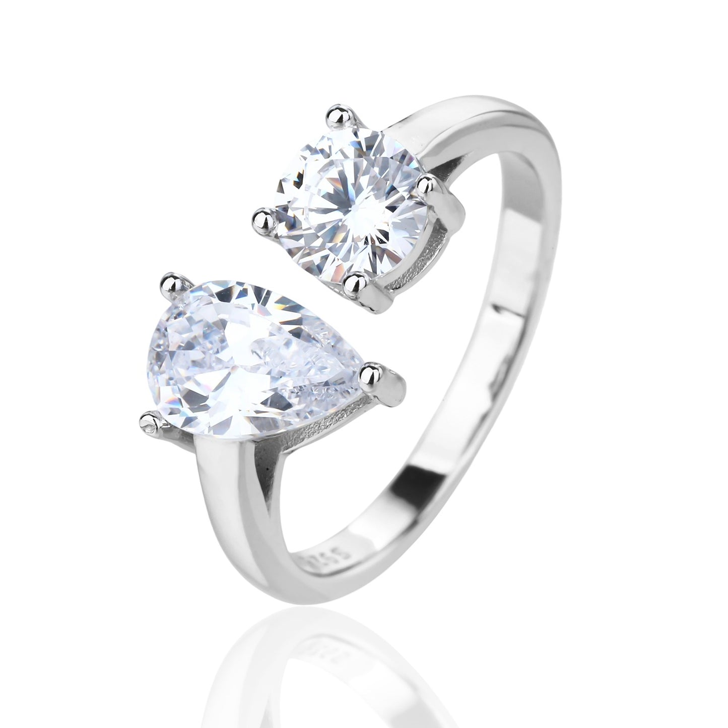 טבעת כסף 925 משובצת זרקונים