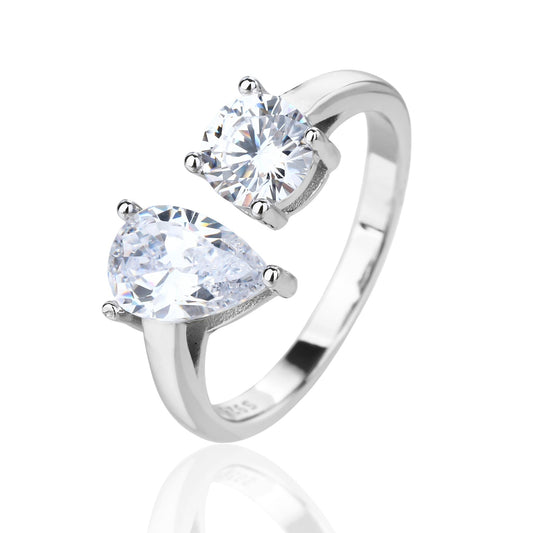 טבעת כסף 925 משובצת זרקונים