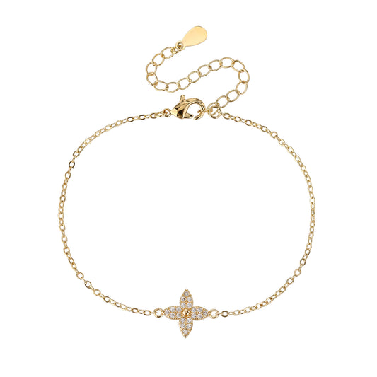 צמיד מצופה זהב 14K משובץ זרקונים