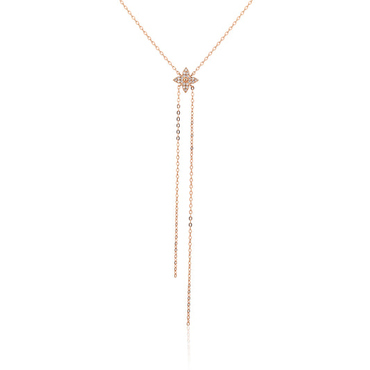 שרשרת רוז גולד נופלת משובצת זרקונים