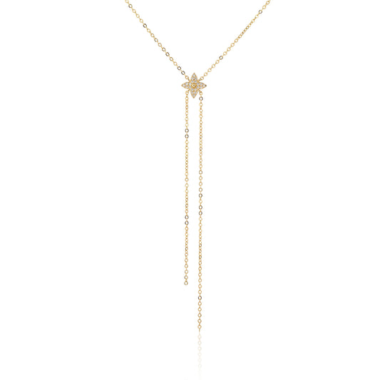 שרשרת נופלת מצופת זהב 14K משובצת זרקונים