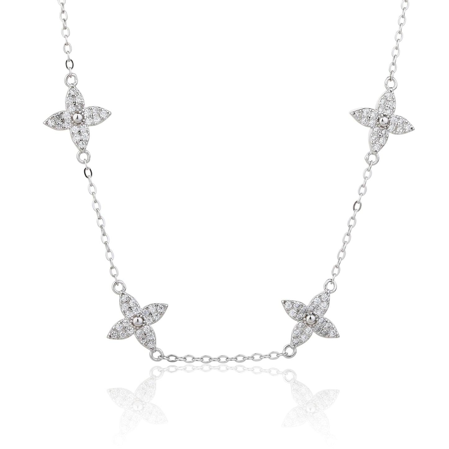 שרשרת צ׳וקר כסף 925 משובצת זרקונים