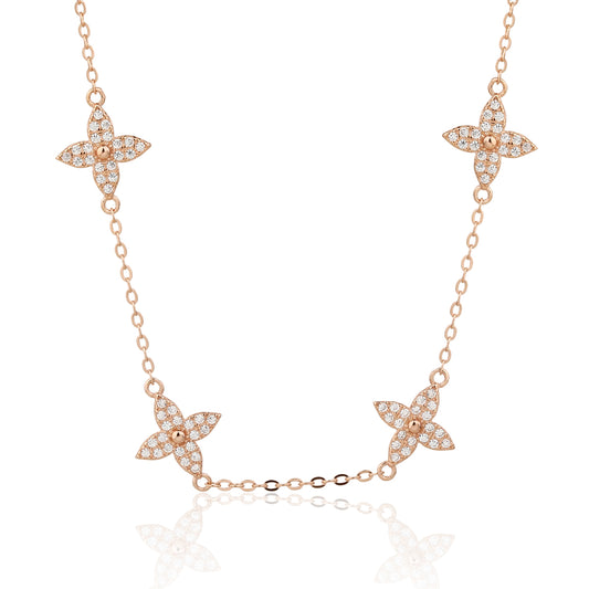 שרשרת צ׳וקר רוז גולד משובצת זרקונים